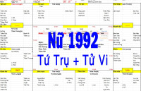Xem Tứ Trụ Nữ 1992. Xem Tử Vi Nữ 1992. Xem màu sắc hợp nữ 1992. Bát tự Nữ 1992, Nữ sinh năm 1992 tuổi Nhâm thân