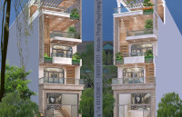 Mẫu ảnh thiết kế kiến trúc phong thủy nhà mặt phố 6 tầng (1 trệt + 5 lầu)