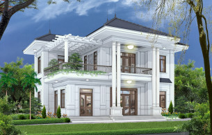 Biệt thự tân cổ điển 2 tầng thiết kế theo phong thủy
