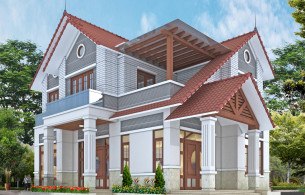 Biệt thự 2 tầng ngoại thành hà nội, thiết kế kiến trúc biệt thự theo phong thủy