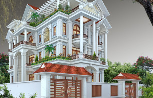 Biệt thự 4 tầng thiết kế theo phong thủy kiến trúc biệt thự tân cổ điển