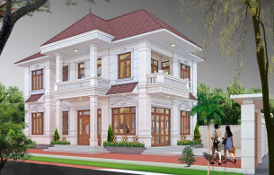 Biệt thự 2 tầng thiết kế theo phong thủy kiến trúc pháp
