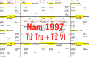 Xem Tứ Trụ Nam 1997, Xem Tử Vi Nam 1997, Xem màu sắc hợp nam 1997, Bát tự Nam 1997, Nam sinh năm 1997 tuổi Đinh Sửu