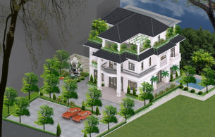 Mẫu thiết kế kiến trúc phong thủy ảnh biệt thự tân cổ điển 3 tầng