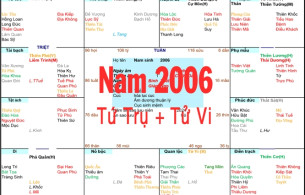 Xem Tứ Trụ Nam 2006, Xem Tử Vi Nam 2006, Xem màu sắc hợp nam 2006, Bát tự Nam 2006, Nam sinh năm 2006 tuổi Bính Tuất