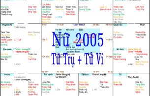 Xem Tứ Trụ Nữ 2005, Xem Tử Vi Nữ 2005, Xem màu sắc hợp nữ 2005, Bát tự Nữ 2005, Nữ sinh năm 2005 tuổi Ất Dậu
