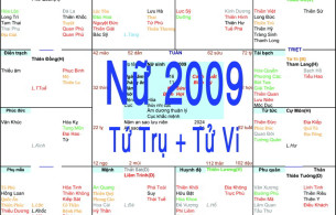 Xem Tứ Trụ Nữ 2009, Xem Tử Vi Nữ 2009, Xem màu sắc hợp nữ 2009, Bát tự Nữ 2009, Nữ sinh năm 2009 tuổi Kỷ Sửu