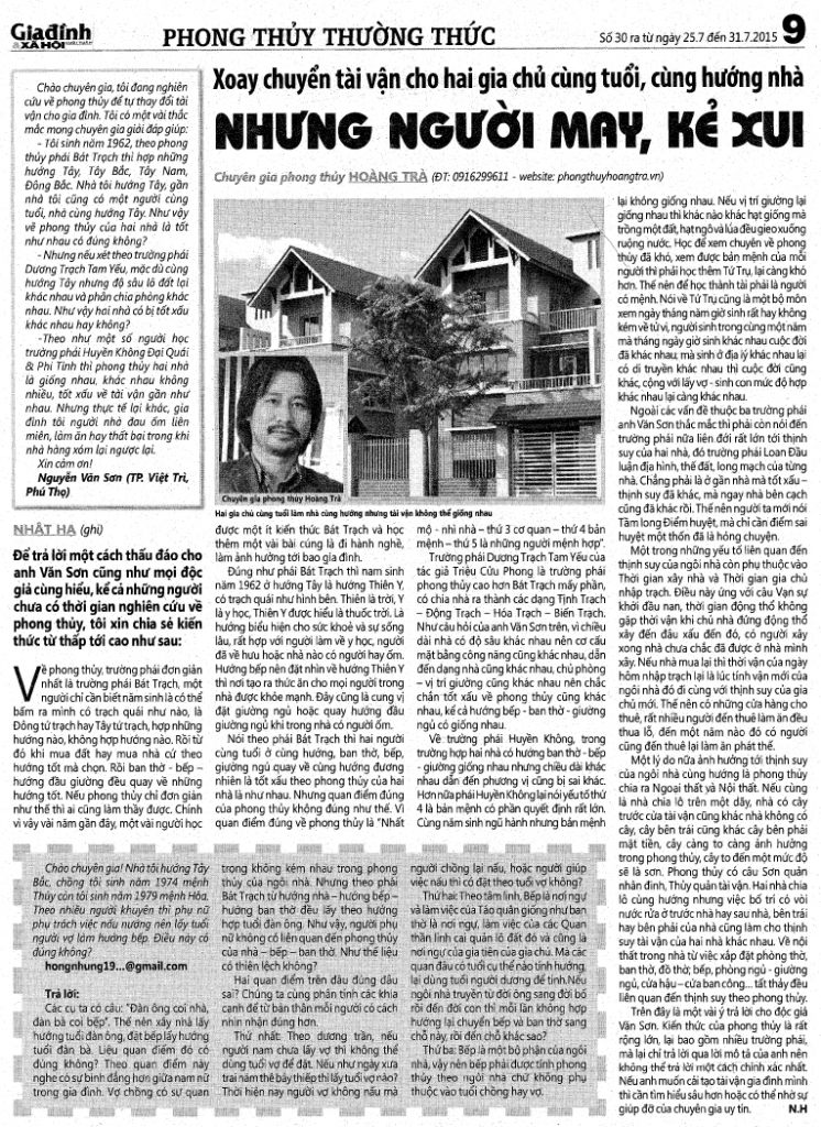 Nam sinh năm 1962 tuổi Nhâm Dần Xem phong thủy hướng tốt Xây làm nhà ở hợp