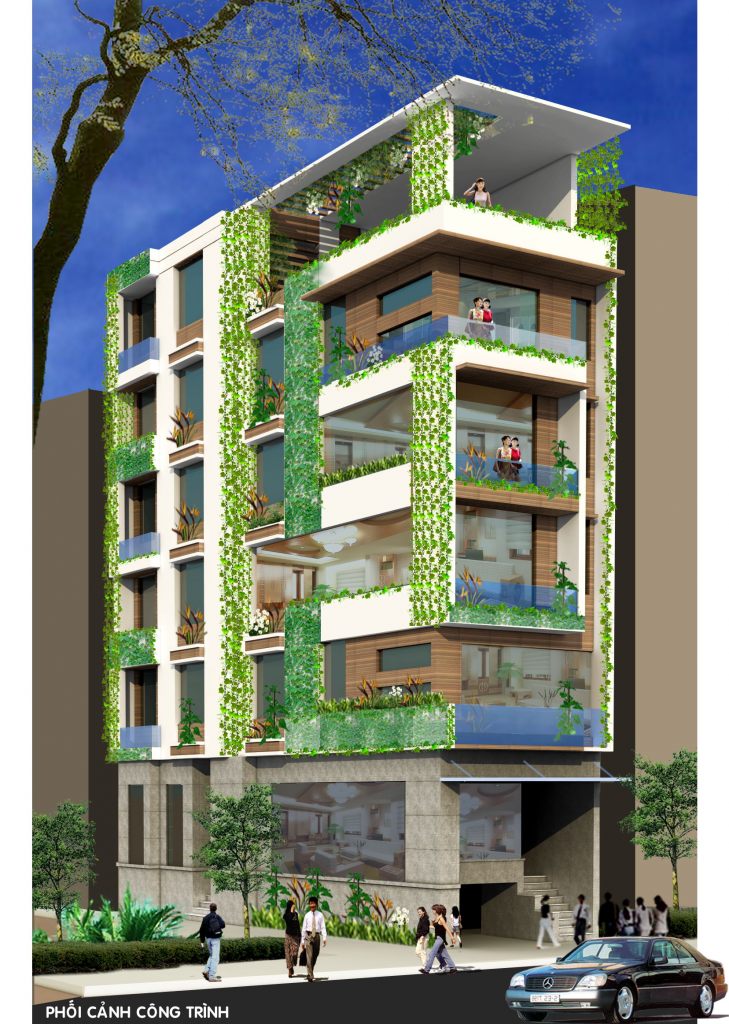 Nhà ở mặt phố phân chia lô đẹp thiết kế hiện đại ảnh 6 tầng