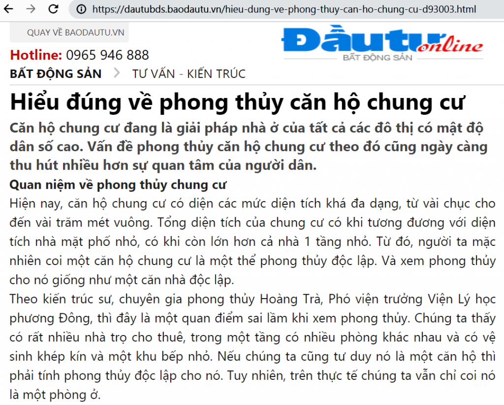 Hiểu đúng khi xem phong thủy căn hộ chung cư Hiểu đúng khi xem phong thủy căn hộ chung cư