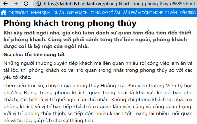 Phòng khách ở vị trí phong thủy nào đẹp: thanh long hay bạch hổ...