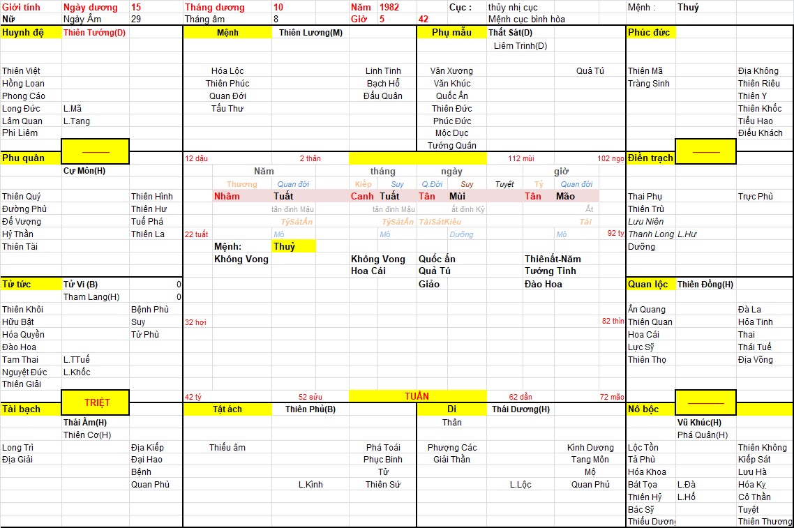 Xem Tứ Trụ Nữ 1982, Tứ trụ Nữ 1982, tứ trụ tuổi Nhâm Tuất, Xem Tử Vi 1982, Bát tự Nữ 1982, tử vi Nữ 1982, tử vi 1982