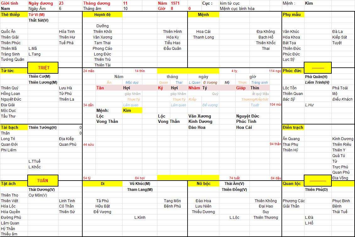 Xem Tứ Trụ Nam 1971, Tứ trụ nam 1971, tứ trụ tuổi Tân Hợi, Xem Tử Vi 1971, Bát tự Nam 1971, tử vi nam 1971, tử vi 1971