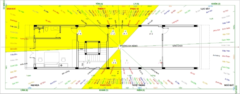 Mẫu ảnh thiết kế kiến trúc phong thủy nhà mặt phố 5 tầng lầu