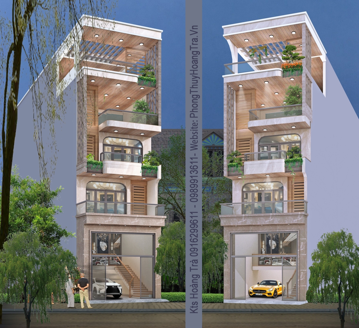 Mẫu ảnh thiết kế kiến trúc phong thủy nhà mặt phố 65432 tầng 1 trệt 1 lầu