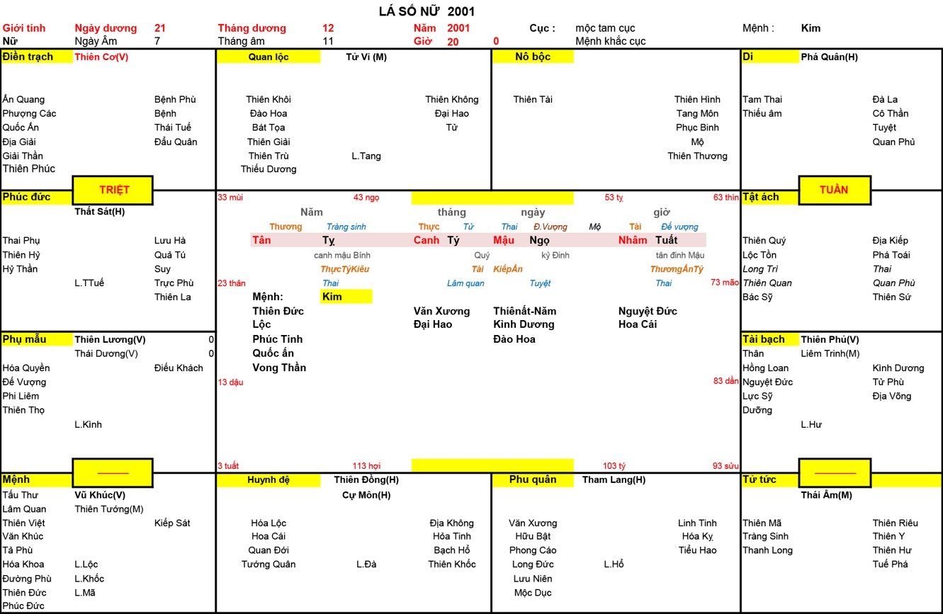 Xem Tứ Trụ Nữ 2001, Tứ trụ Nữ 2001, tứ trụ tuổi Tân Tỵ, Xem Tử Vi Nữ 2001, Bát tự Nữ 2001, tử vi Nữ 2001, tử vi 2001
