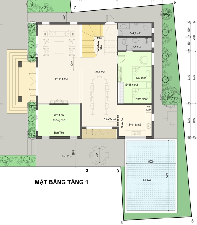 ảnh biệt thự tân cổ điển 1 tầng mẫu thiết kế kiến trúc phong thủy