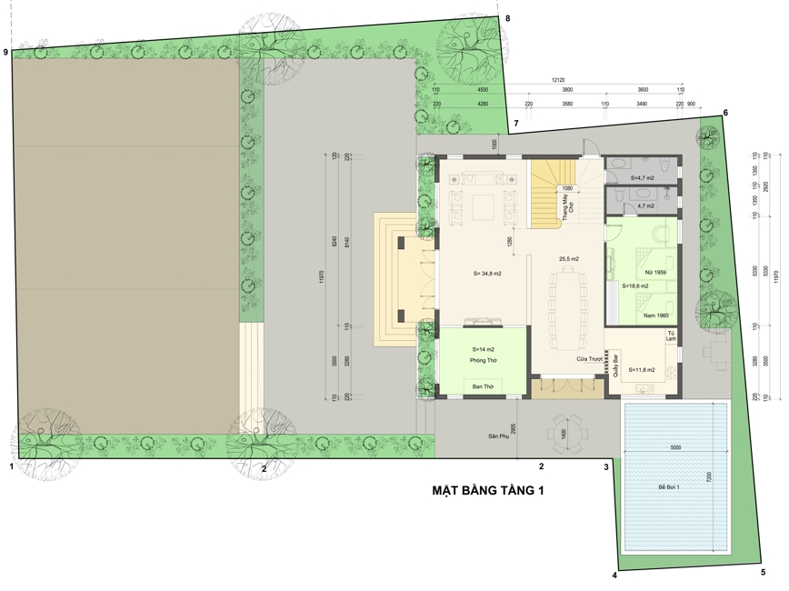 quy hoạch biệt thự tân cổ điển 3 tầng thiết kế kiến trúc phong thủy