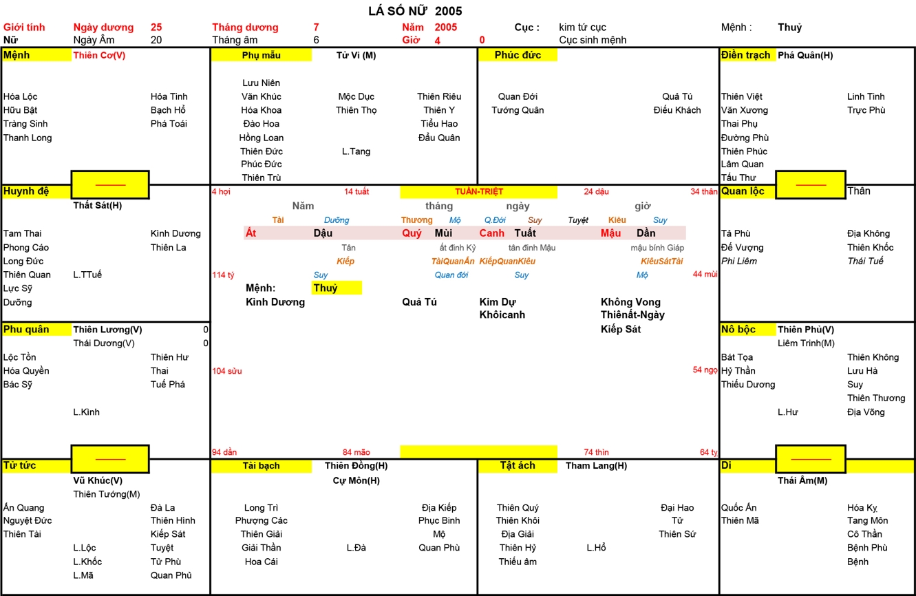 Xem Tứ Trụ Nữ 2005, Tứ trụ Nữ 2005, tứ trụ tuổi Ất Dậu, Xem Tử Vi Nữ 2005, Bát tự Nữ 2005, tử vi Nữ 2005, tử vi 2005