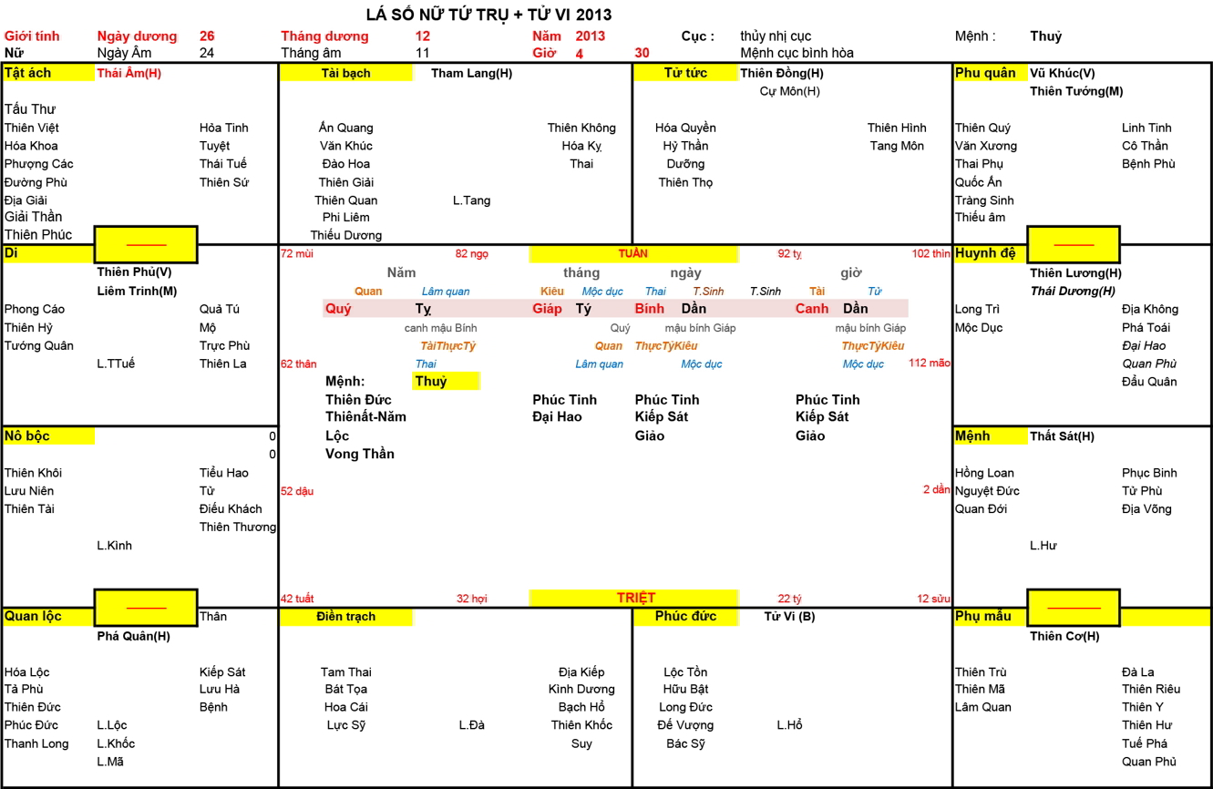 Xem Tứ Trụ Nữ 2013, Tứ trụ Nữ 2013, tứ trụ tuổi Quý Tị, Xem Tử Vi Nữ 2013, Bát tự Nữ 2013, tử vi Nữ 2013, tử vi 2013