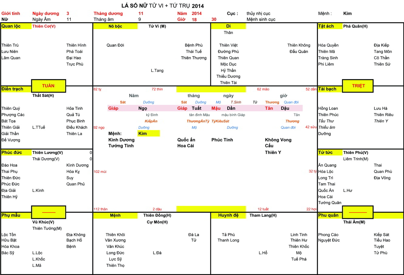 Xem Tứ Trụ Nữ 2014, Tứ trụ Nữ 2014, tứ trụ tuổi Giáp Ngọ, Xem Tử Vi Nữ 2014, Bát tự Nữ 2014, tử vi Nữ 2014, tử vi 2014