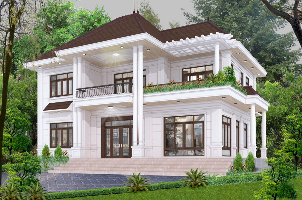 Mẫu ảnh kiến trúc mái nhật Nhà ở biệt thự 2 tầng thiết kế phong thuỷ