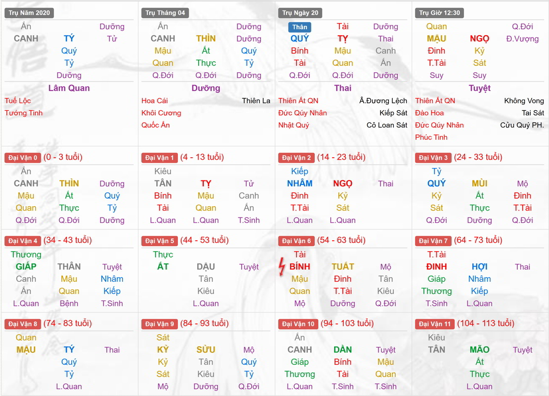 Xem Tứ Trụ Nam 2020, Tứ trụ tuổi Canh Tý, Xem bát tự Nam 2020, Bát tự Nam 2020, Xem màu sắc hợp 2020, bát tự Nam 2020, bát tự tử bình Nam 2020
